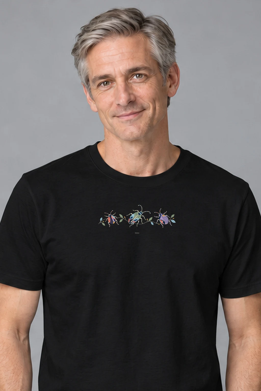 Beetle Parade — Premium Cotton T-Shirt in Black