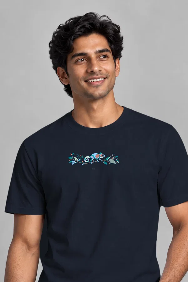 Chameleon Branch — Premium Cotton in Navy