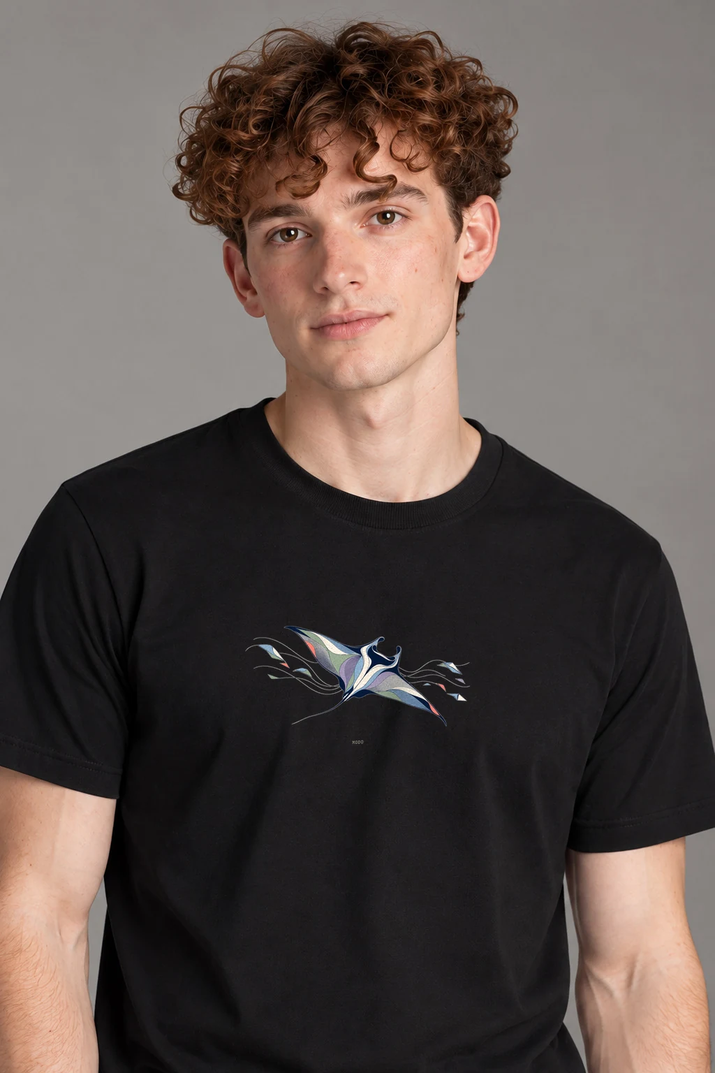 Pelagic Fold — Premium Cotton T-Shirt in Black