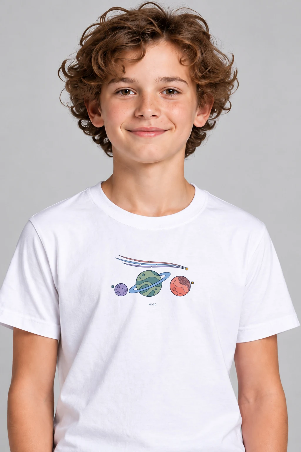 Comet Current — Kids Cotton T-Shirt in White