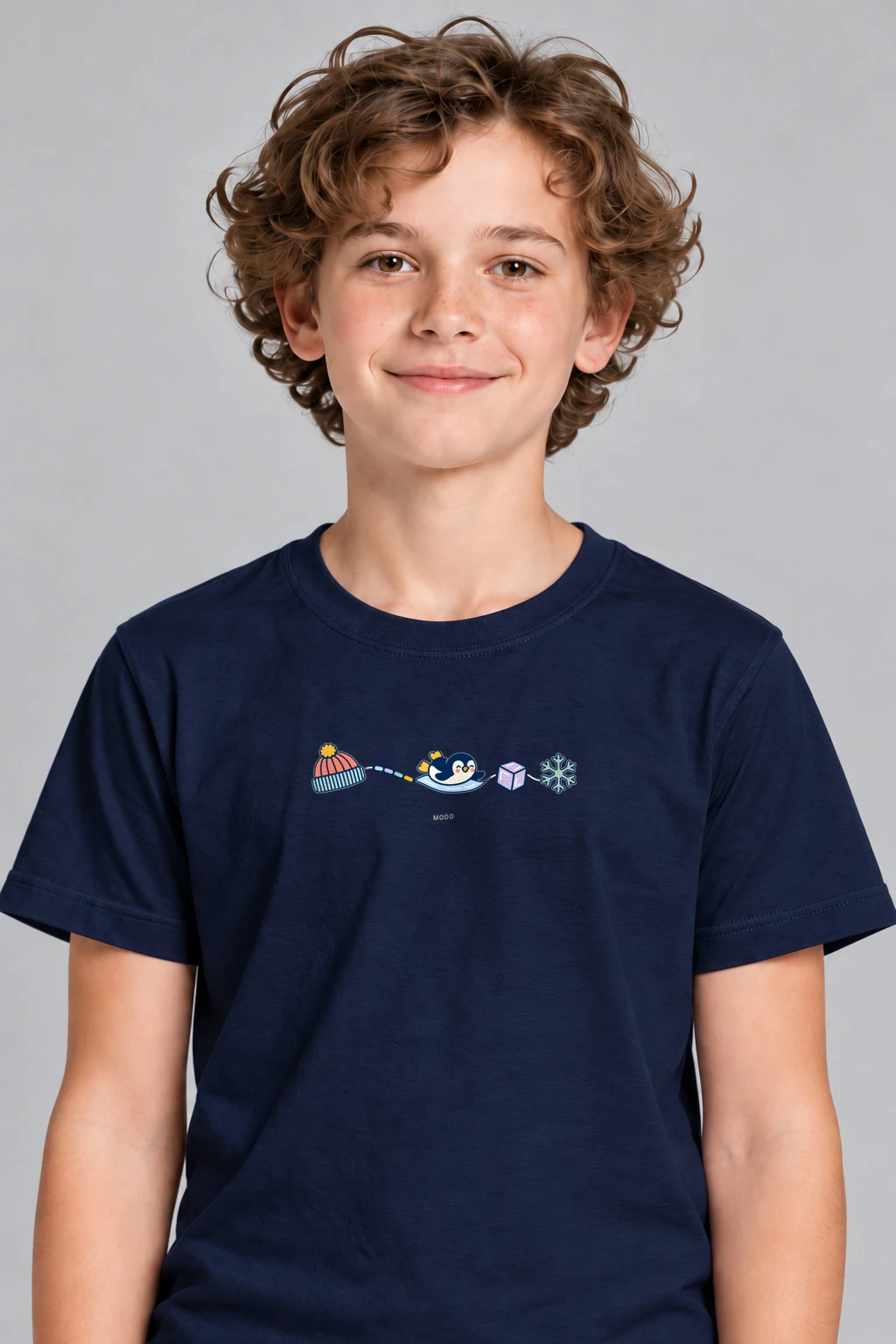 Slip and Slide — Kids Cotton T-Shirt in Navy