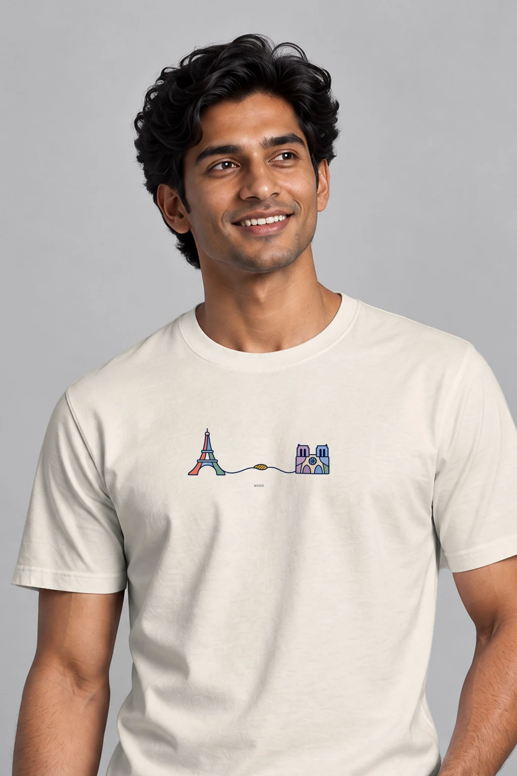 Paris - Seine in Motion — Premium Cotton T-Shirt in Bone
