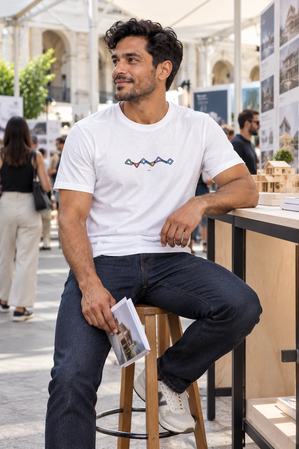 Linked Rhythm — Zigzag V2 — Premium Cotton T-Shirt in White