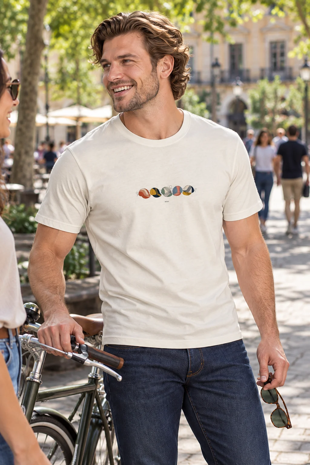 Cap Rhythm — Premium Cotton T-Shirt in Bone