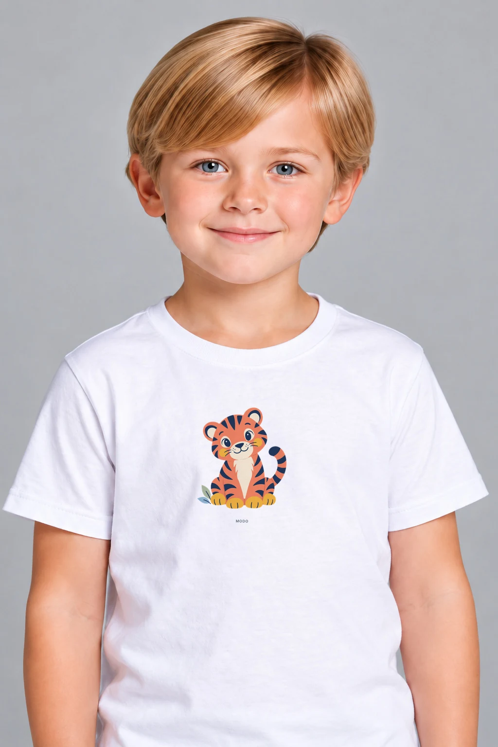 Tiger Cub — Kids Cotton T-Shirt in White