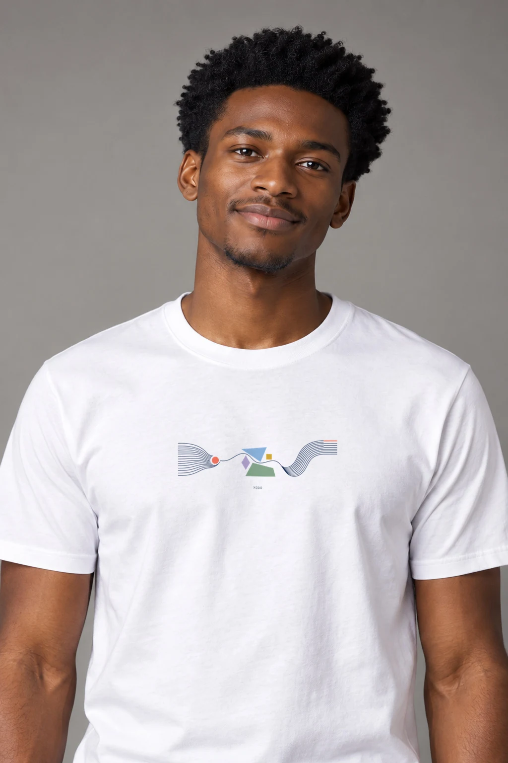 Geometry Flow — Premium Cotton T-Shirt in White